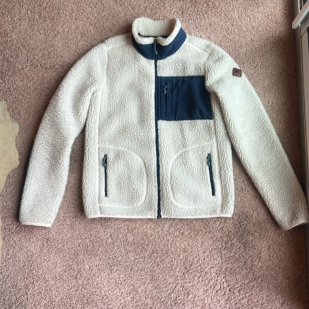 Women’s Burton fleece. Off-white and blue. Size S.